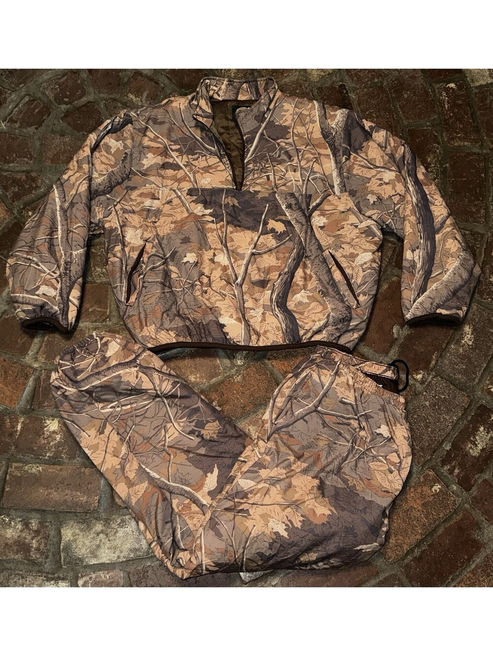 VTG 92’ Cabela’s Skyline Camo Thermoloft Winter 1/4 Zip Coat XXL And Pants XL